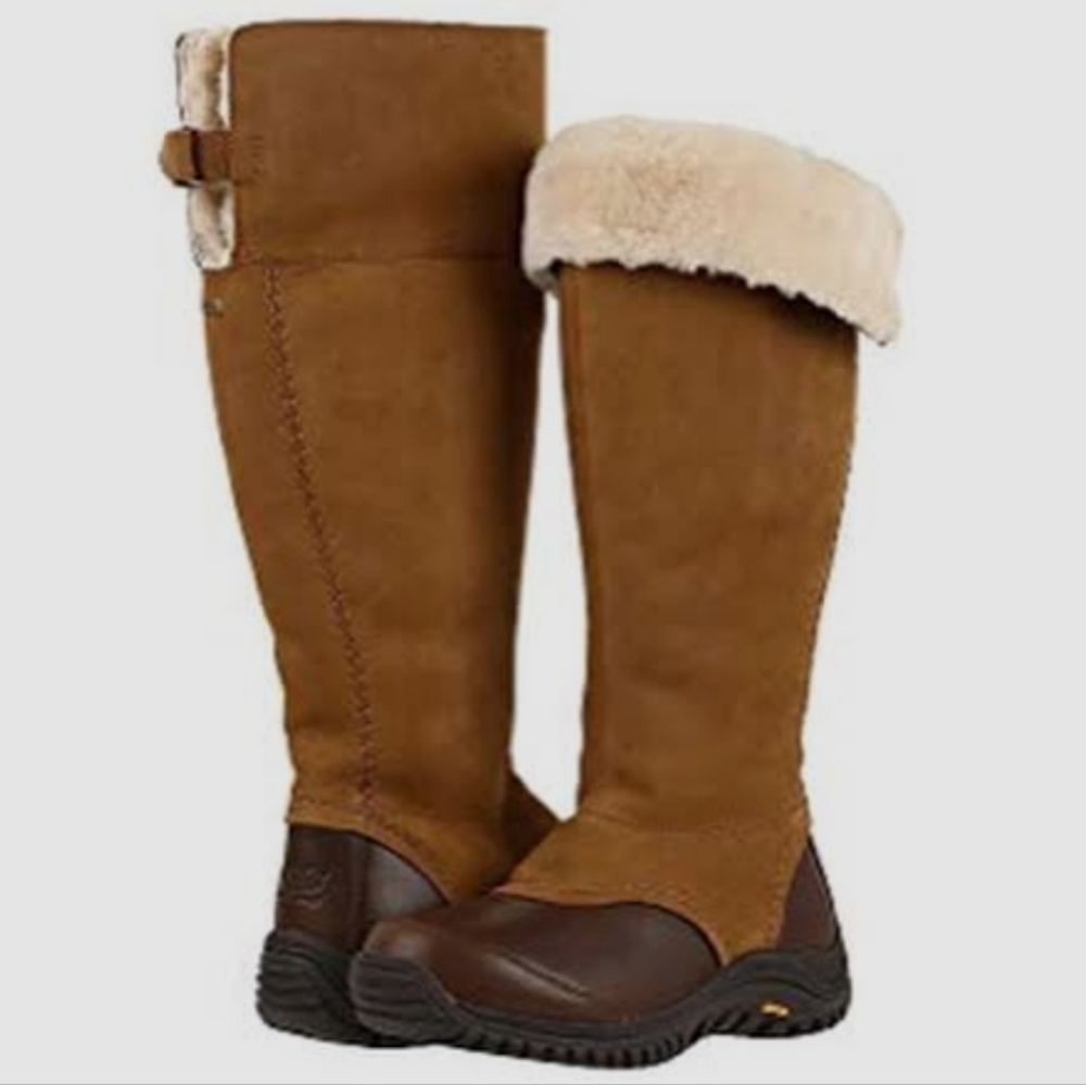 UGG Women's Miko Leather and Sheepskin Tall Boots 6US